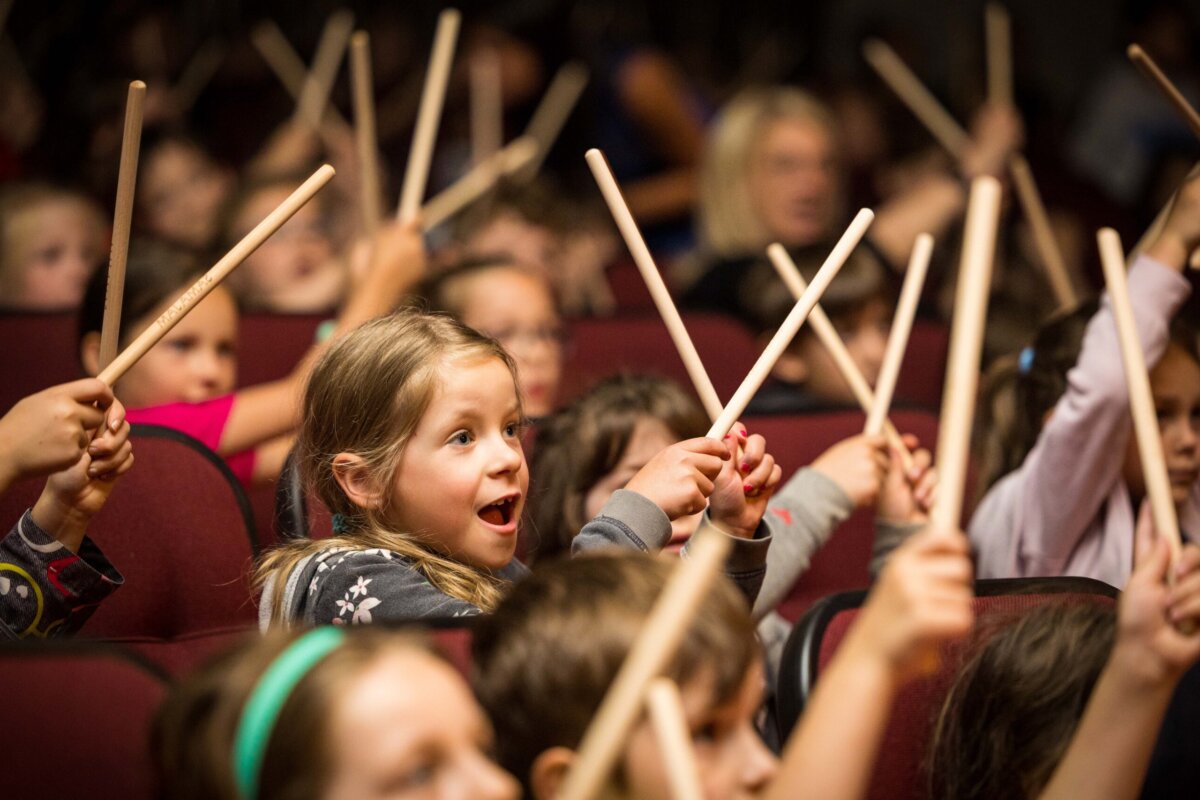 A student plays with ClavSticks